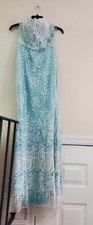 Tony Bowls Le GalaWomens Size 8 Aqua Blue Long Tight Fitting Prom Formal Dress