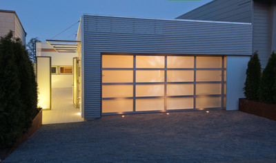 Full View [18' x 8'] Anodized Aluminum & Tempered Frosted Glass Garage Door