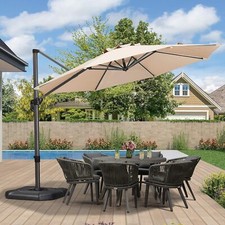Patio Umbrella with Base Outdoor Cantilever Round Umbrella Swivel Rectangle
