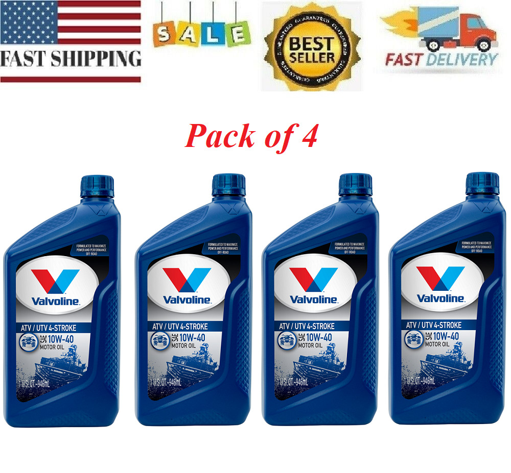 4 Pack - Valvoline 4-Stroke ATV/UTV SAE 10W-40 Motor Oil, 1 