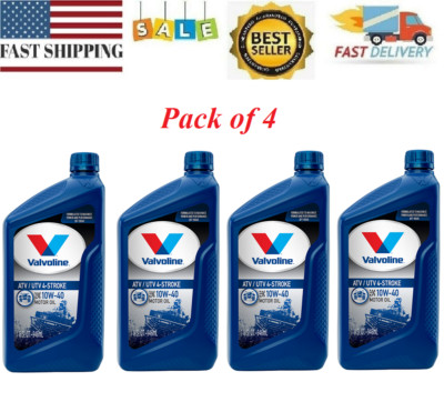 4 Pack - Valvoline 4-Stroke ATV/UTV SAE 10W-40 Motor Oil, 1 Quart
