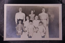 Edwardian Family Portrait 3 Women 5 Children RPPC Real Photo Postcard c1910s