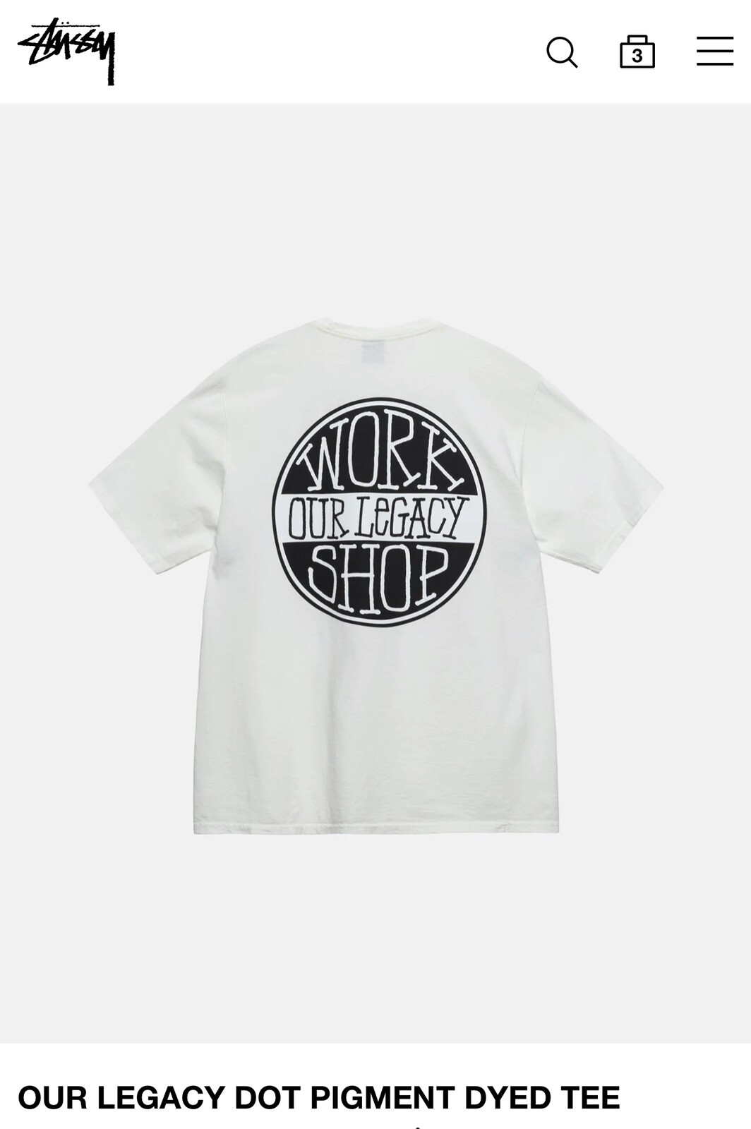 Stussy Our Legacy Frame Pigment Dyed Tee camping.com