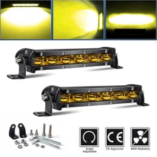 Amber 7" inch LED Work Light Bar Flood Spot Combo Fog Offroad Driving Truck SUV
