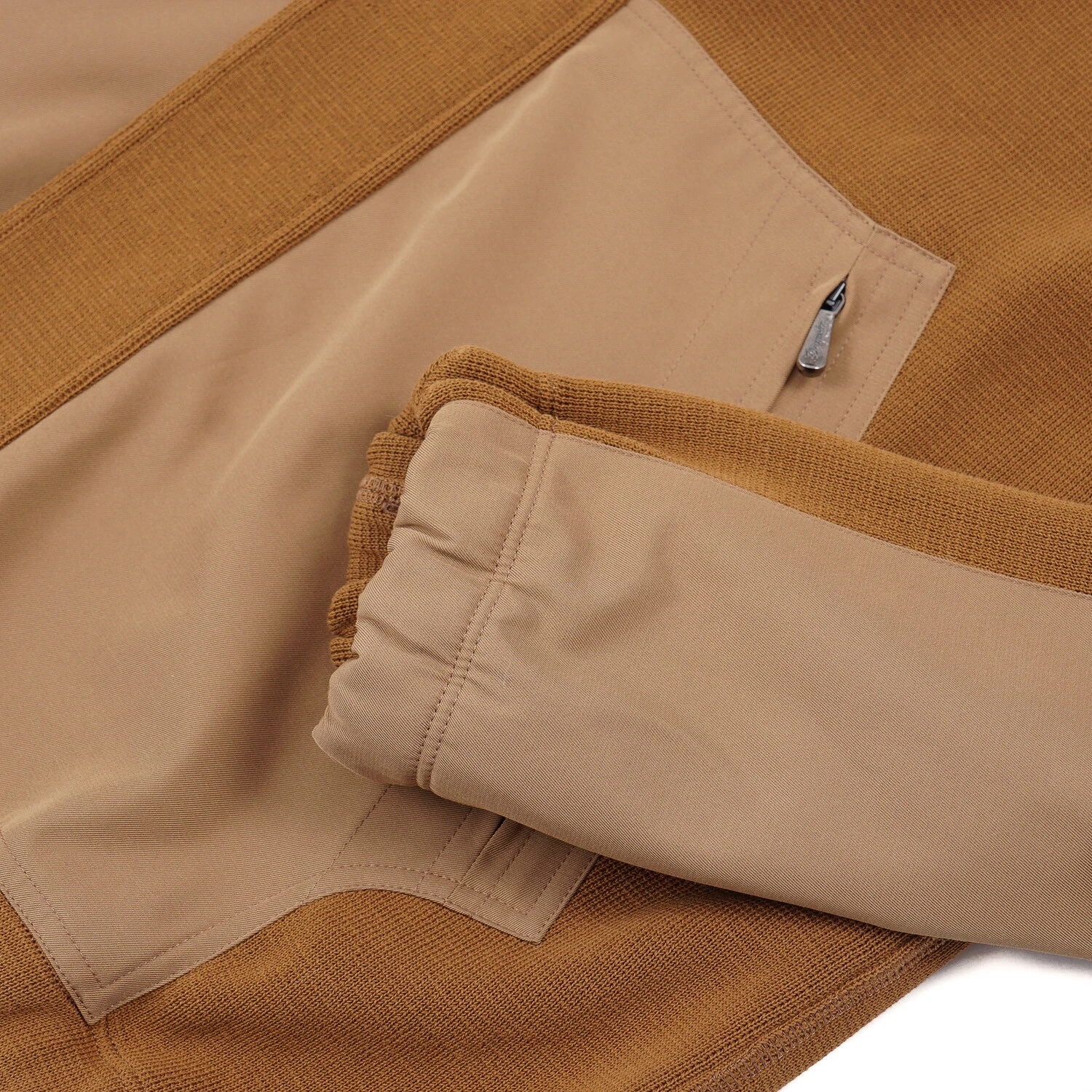 Drumohr Camel Knit Cotton Hooded Anorak Jacket with Panel Details L (Eu 50) - product detail image 3