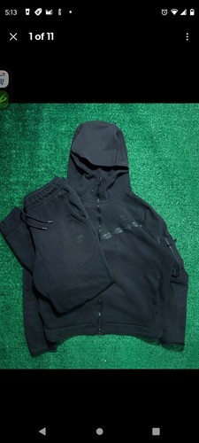 Nike Black XL Fleece Tracksuit Hoodie & Jogger Pants Set Cotton Sweatsuit