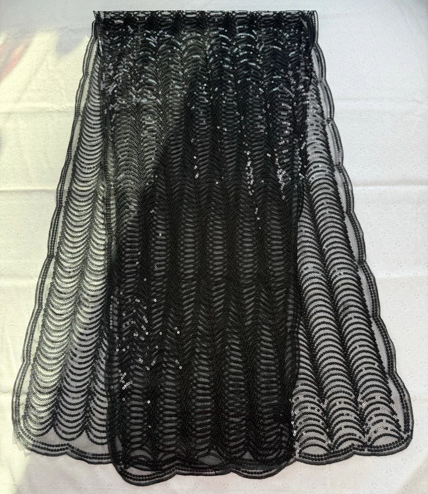 复古 Y2K 90 年代 2000 年代波西米亚黑色串珠网眼纯色耸肩披肩 Cape 女式 OS* — 第 3/4 张图片