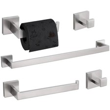 5-Piece Bathroom Hardware Set Brushed Nickel Towel Bar Set Bath Towel Holder ...