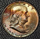 1955 Franklin Half Dollar, Choice BU, Very Pretty Toning