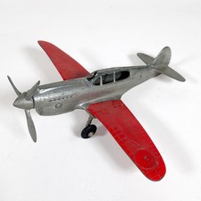Hubley Airplane • P-40 Warhawk Cast Silver & Red Metal Plane • Good Condition