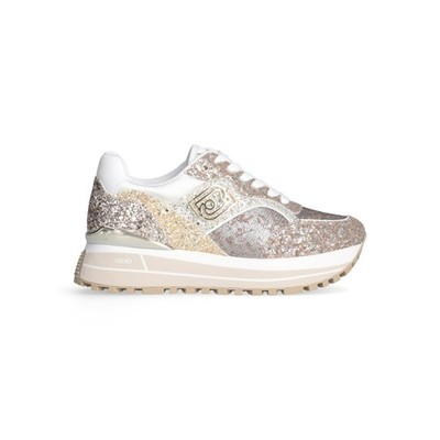 Liu  Jo Women's Gold Glittered Sneakers. New With Box and Tags. Sale