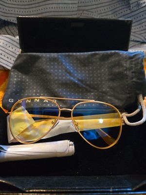 Gunnar MAVERICK YELLOW LENS Lght Blocking ROSE FRAMES  Aviator GAMING Eyeglasses