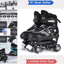 Kids Roller Skates 4 Size Adjustable Light Up Wheels Boys Beginners Indoor