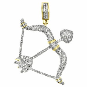 Authentic 1.80 CT Real Moissanite Cupid Bow Arrow Men's Pendant 14K Yellow Gold Plated