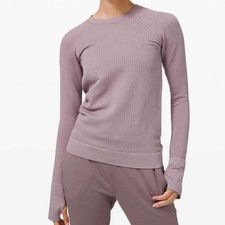 Lululemon Rest Less Pullover Sweatshirt Ribbed Seamless Thumbholes Purple Size 4