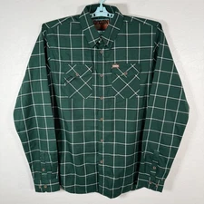 Dixxon Flannel Shirt Mens Large Tall LT Green Button Down The Rim Long Sleeve