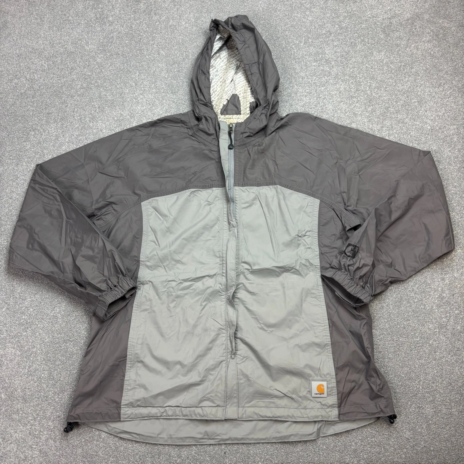 Carhartt Jacket Womens Large Grey Storm Defender Windbreaker Rain Hood Lady*