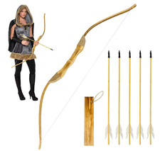 40" Handmade Wooden Bow  Arrow Set with Quiver, Cosplay Prop, Archery Toy Gift