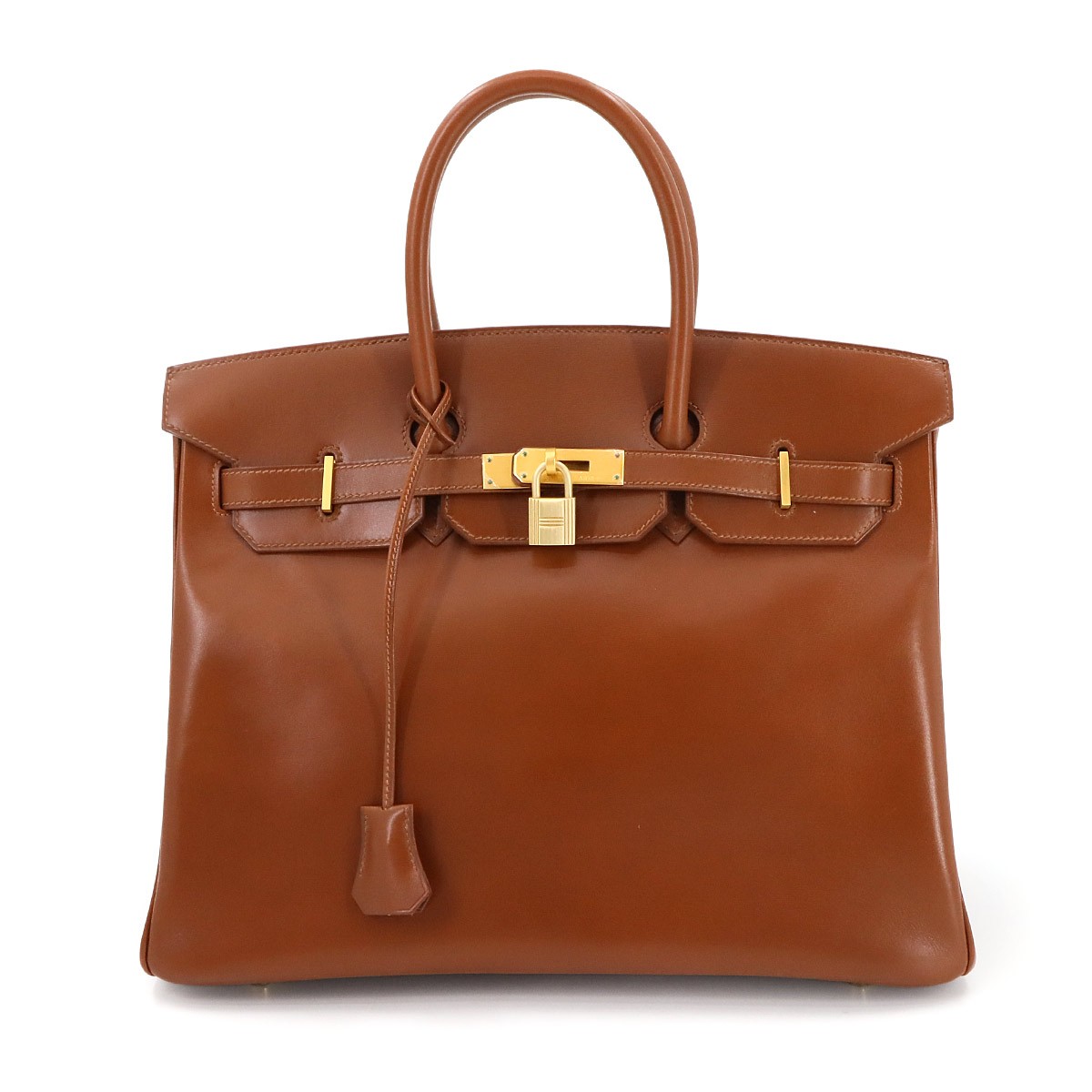 HERMES Birkin 35 Box calf Noisette Hand Bag Brown Purse 90288074