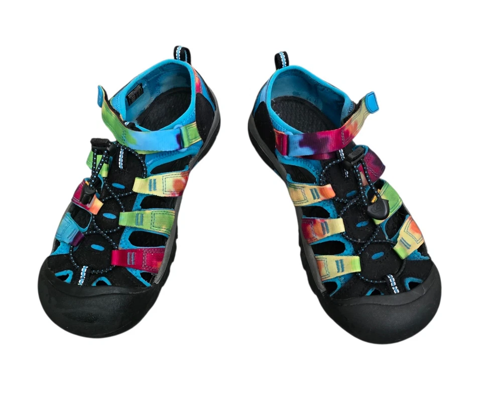 Sandalias retro Keen Newport H2 niños grandes talla 6 mujer talla 7,5 tie dye arco iris  Foto 3 de 4