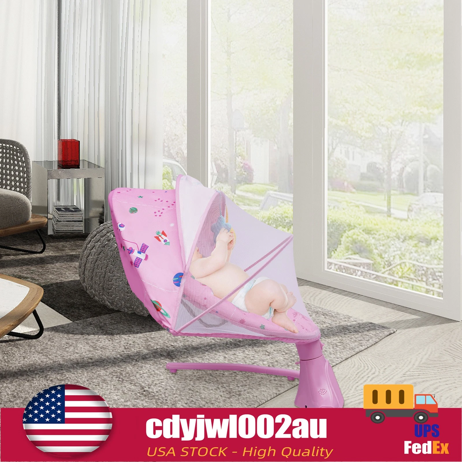 Electric Baby Swing Cradle Rocker Chair Bouncer Seat Infant Music Seat & Remote!
