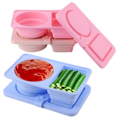 3Pcs 2 Grid Condiment Containers Leakproof Portion Cups for Travel Office Picnic