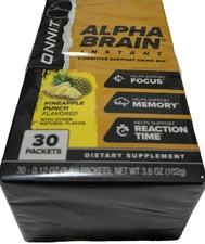 ONNIT Alpha Brain Instant Pineapple Punch Flavor 30 Packets EXP2026+ NEW SHIP