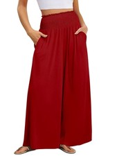 Women's Casual High Waist Wide Leg Pants Trendy Summer Long Palazzo Pants Bea...