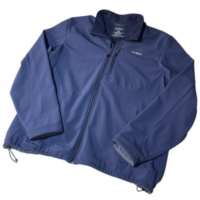 LL Bean Mens XXL Tall Navy Blue Softshell Fleece Lined Full Zip Jacket OHHS2