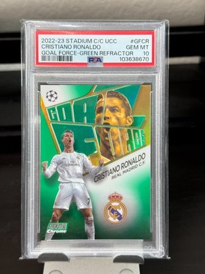 2022-23 Stadium Club Chrome Cristiano Ronaldo Goal Force Green /99 PSA 10 #GF-CR