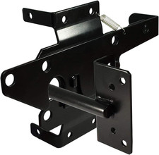 Self-Locking Gate Latch Heavy-Duty for Wood Gate, Steel Black, 1Pcs  Post Mount