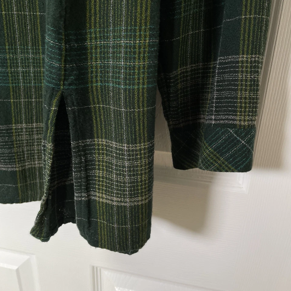 Blusa túnica J. Jill a cuadros pintucked popover para mujer L verde plisada cuello en V Foto 3 de 4