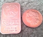 1 oz Walking liberty copper bar plus 1/4 oz morgan copper round