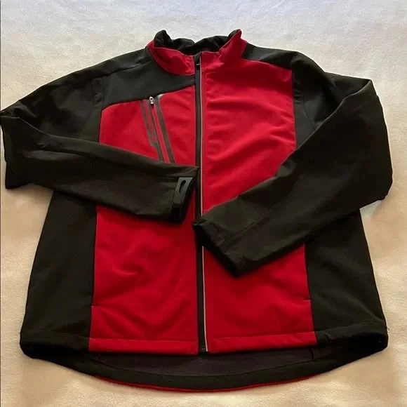 Chaqueta de rendimiento The North End para hombre negra y roja con cremallera completa, talla L Foto 4 de 4