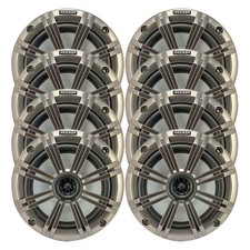 Kicker 6.5" 195 Watt Max Marine Boat Audio Speakers Qty 8 w/ Silver Grilles