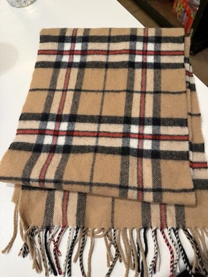 SCOTLAND VINTAGE AUTHENTIC JOHNSTONS OF ELGIN LAMBSWOOL MENS FRINGE SCARF 61 