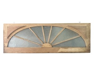 Antique Restored Sunburst Transom Window w/ Wood Frame GA20692