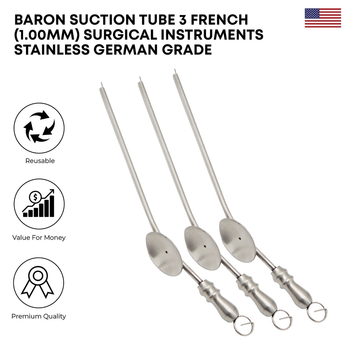 Tubo Di Aspirazione Chirurgico Baron 3fr 1mm Cut-off - Strumento Neuro/ORL