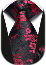 Men Floral Ties Woven Classic 3.4" Necktie Set Formal Tie Pocket Square for Wedd