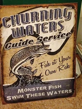 OC Churning Waters Guide Service  Tin Sign Bar Man Cave Vintage Style 14" X 17"
