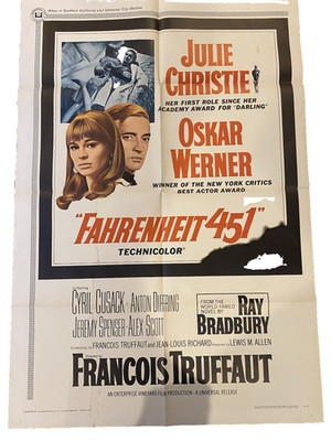 FAHRENHEIT 451 ~ 1967 Original One-Sheet Movie Poster ~ 27'' x 41'' ~ Ray Bradbury