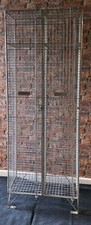 Vintage Industrial Wire Mesh Double Locker/ Coat Cupboard Storage Unit
