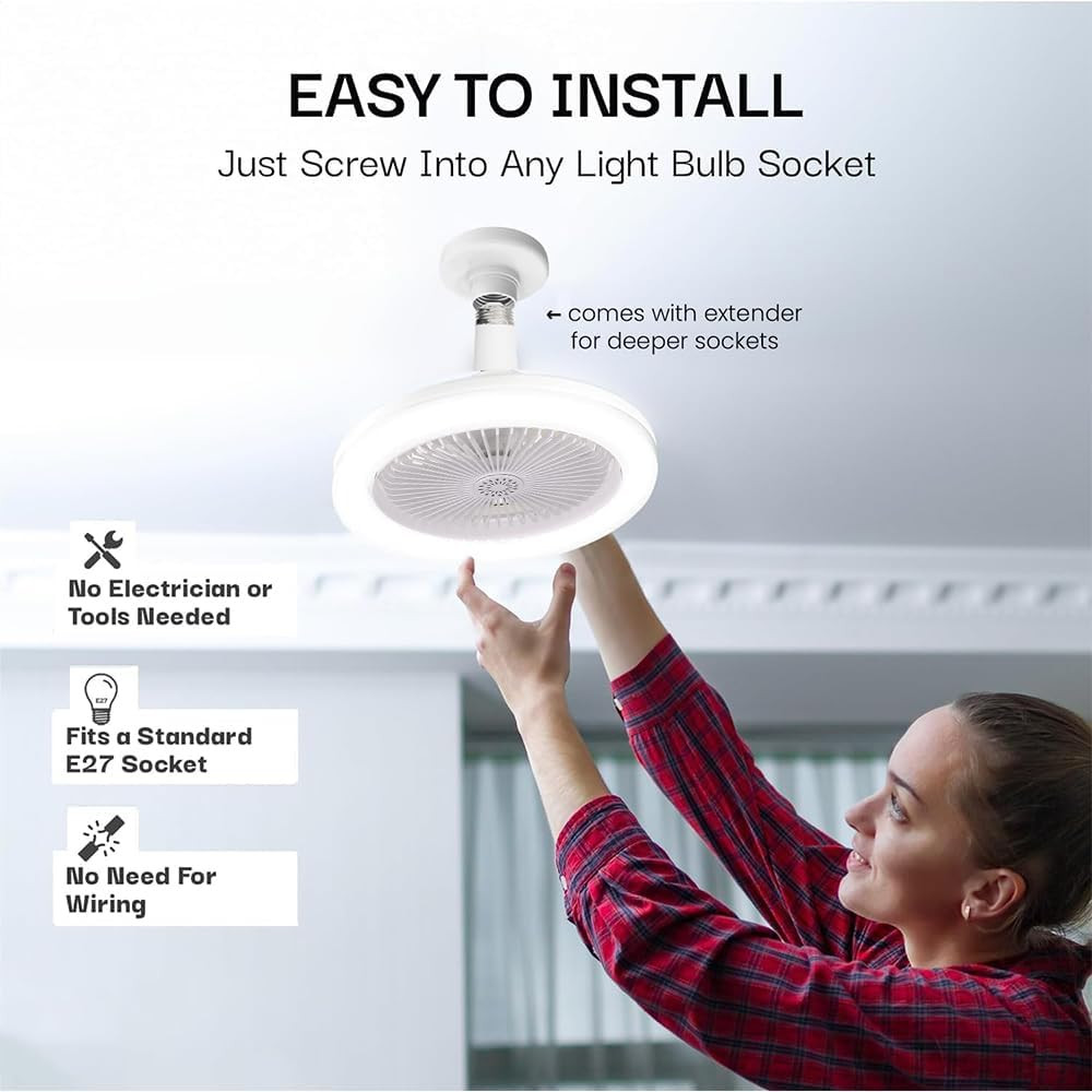 Ventilateur de plafond LED E27 blanc avec telecommande et diffuseur de parfum - 4