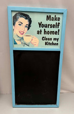 Vintage Style Kitchen Chalkboard Sign Retro 50s Housewife Memo Board Blue Frame