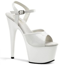 7" White Patent Jumbo Platform High Heels Drag Queen Trans Womans Stripper Shoes