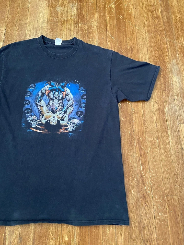Camiseta De Colección Y2K Grunge Gótica Provocativa Satánica Negra Gráfica Adulto XLT Foto 3 de 4