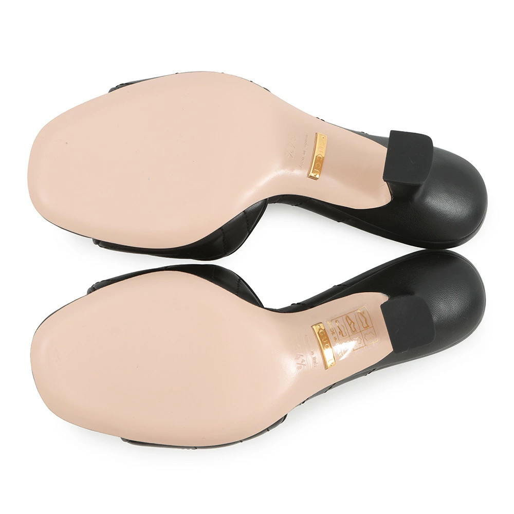 GUCCI Sandals GG Marmont Mule Leather Women's Size 34 1/2 674839 GUCCI Shoes Bla thumbnail 4