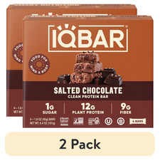  2 pack IQBAR Salted Chocolate Protein Bars - Vegan Energy Bars - 4 Count Box