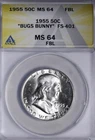 1955 Franklin Half Dollar Bugs Bunny FS-401 ANACS MS64 FBL *WKTSi*