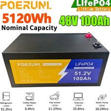48V 100Ah LiFePO4 Lithium Battery 5120Wh Built-in BMS Deep Cycles For Golf Carts